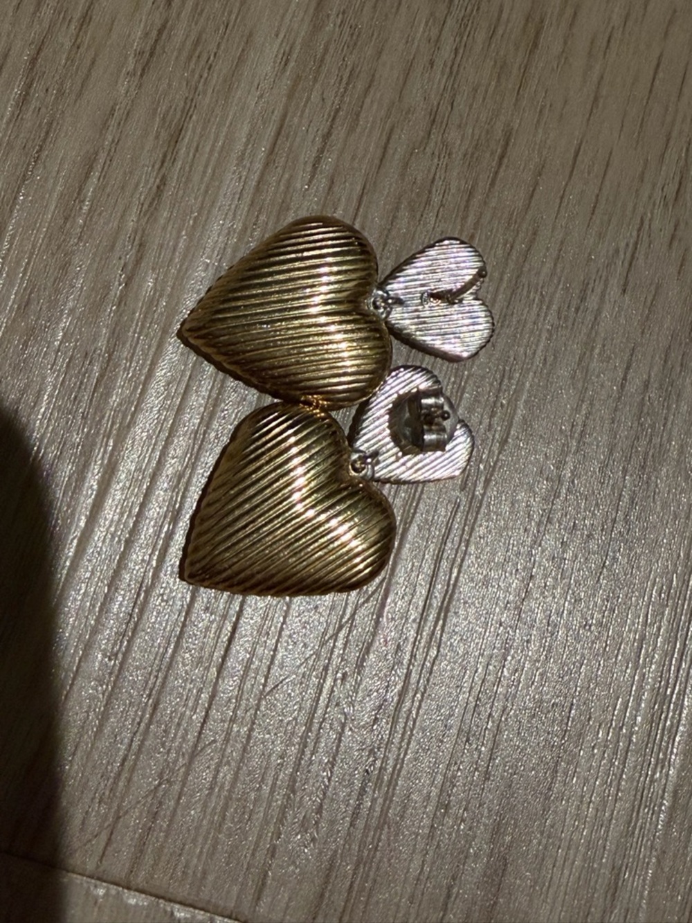 Mejuri Gold and Silver Big Puffy Heart Drop Earrings - Picture 3 of 4